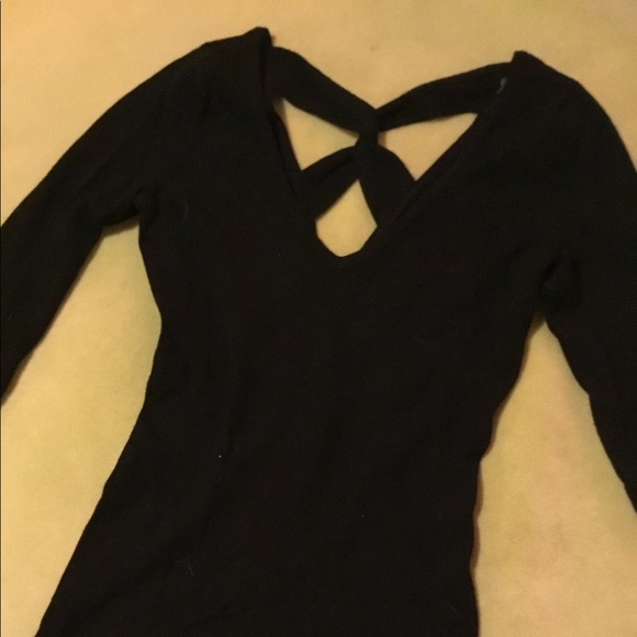 GUESS 3/4 length sleeve black knit crisscross back - Picture 2 of 4